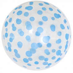 Шар Сфера 3D, Deco Bubble Голубое конфетти, Прозрачный Кристалл / 1 шт