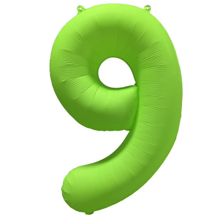 Шар Цифра "9" Неон Зеленый / Green (в упаковке)   