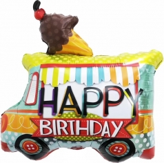 Шар Фигура, Фургон мороженщика (шоколадный), С Днем Рождения (в упаковке)