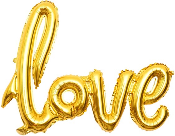 Шар Фигура, Надпись "Love", Золото 