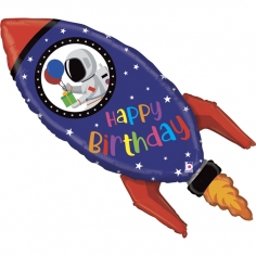 Шар Фигура, Космическая ракета, С Днем Рождения (в упаковке)