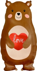Шар Фигура Мишка с сердцем (в упаковке)