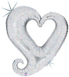Шар фигура, Звено цепи, Серебро, Голография / Chain of Hearts Silver (в упаковке)